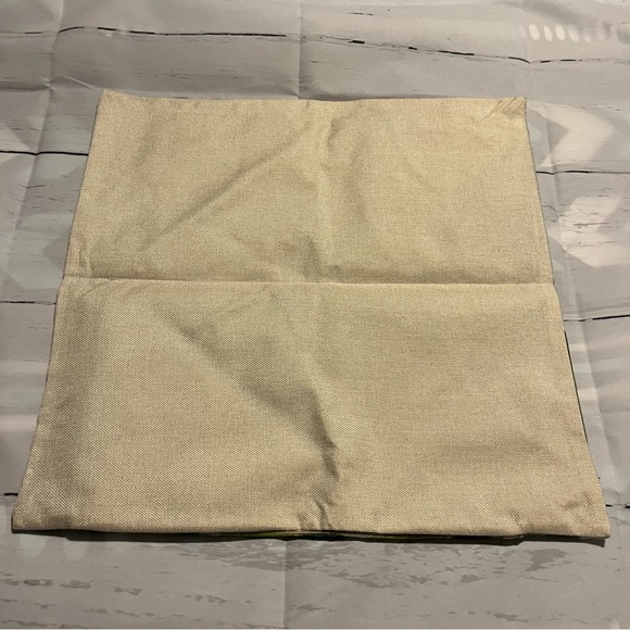 Cream Square Throw Style Pillow Case with Green Cactus, Canvas Style Fabric - Picture 4 of 6